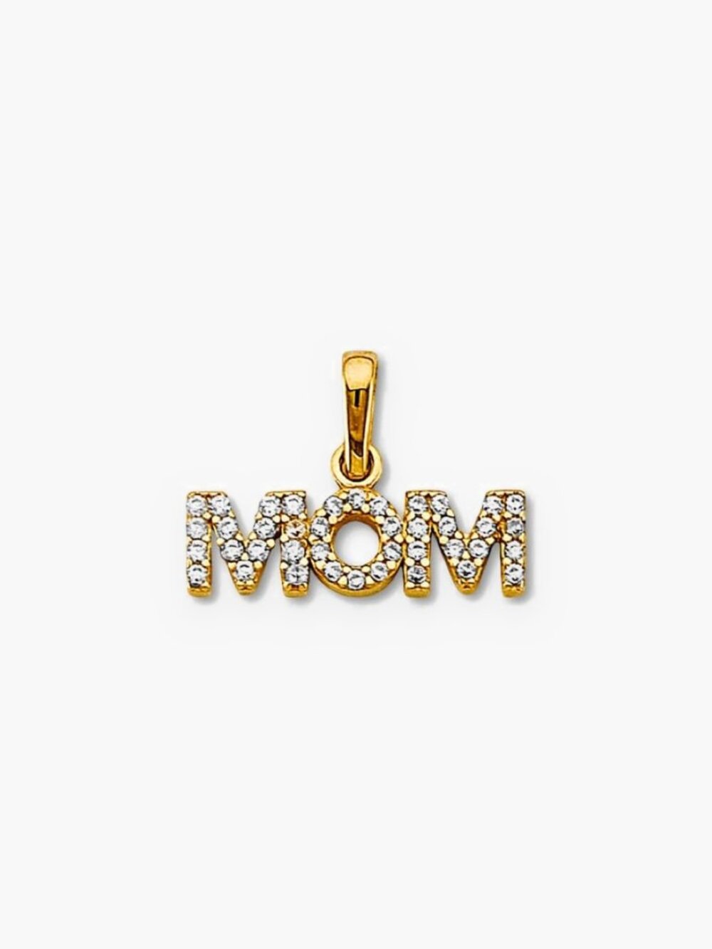 14K Gold Mom Pendant with CZ By Tehrani Jewelry